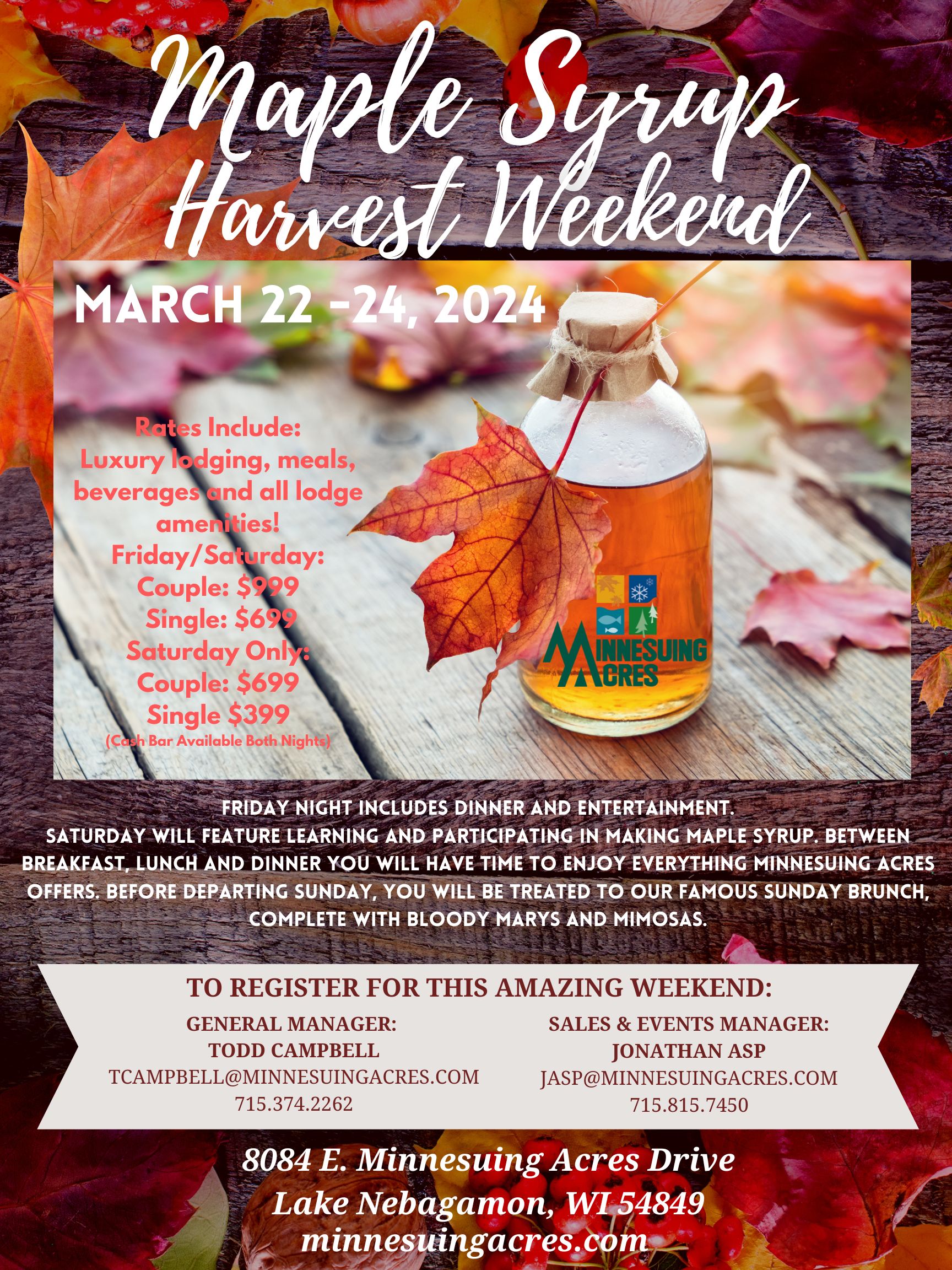 Maple Syrup Harvest Weekend 2024