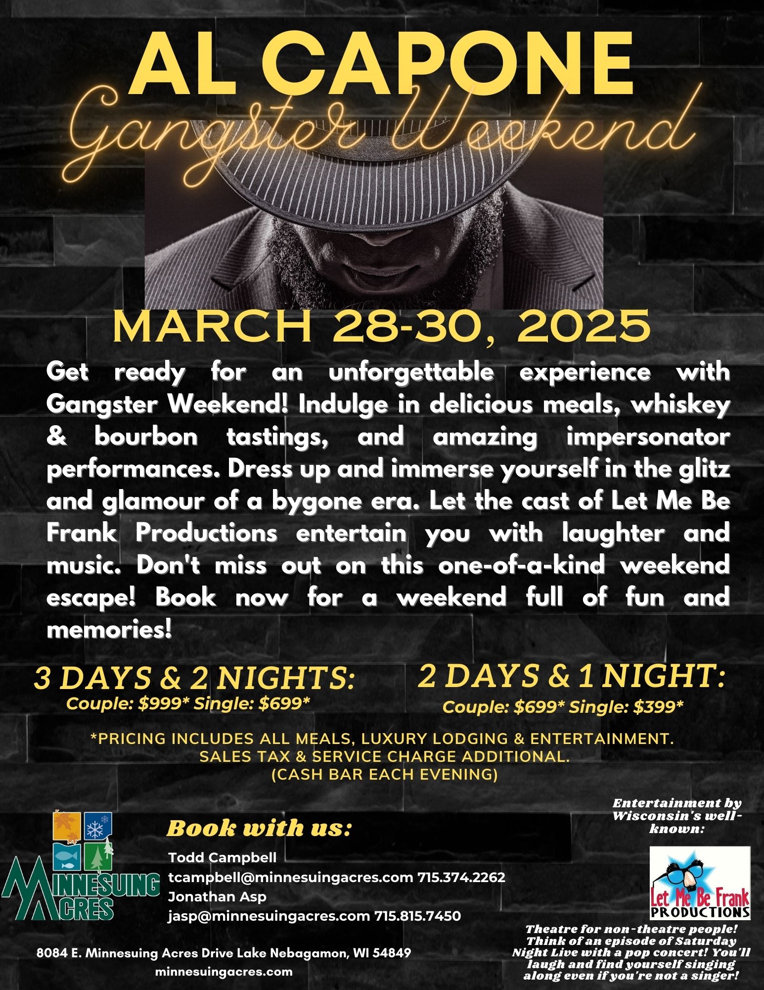 AL CAPONE GANGSTER WEEKEND 2025 WITH PRICING